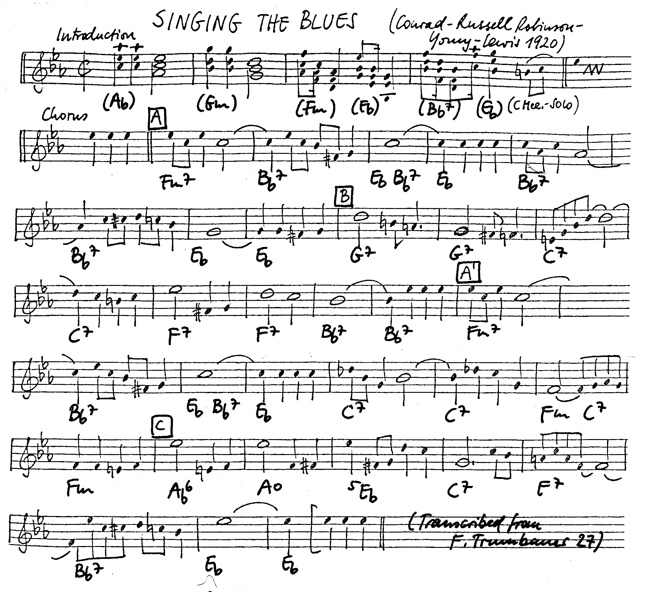 singing the blues leadsheet – book us for your next 20s or gatsby event